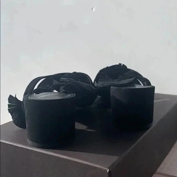 NWT Brian Atwood Black Tie-up Suede Sandals - Picture 6 of 7